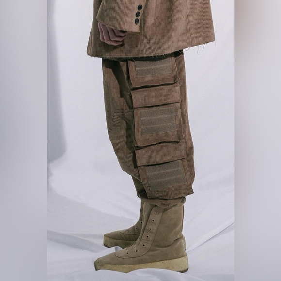 ASPARAGUS NEW $440 MENS SZ S MULTI POCKETS CARGO PANTS BROWN Y2K ARMY MILITARY - Picture 3 of 16